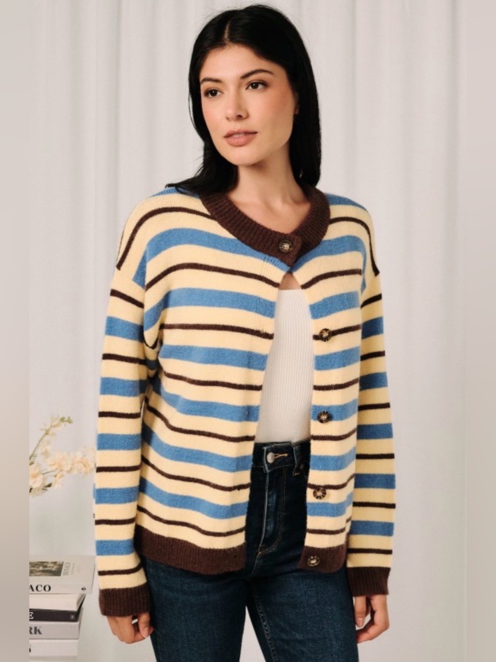 Yellow stripe cardigan
